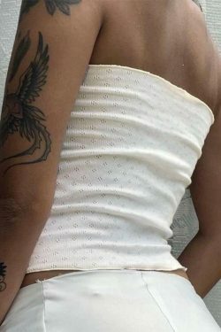 Y2K Lace Splicing Bandeau Top for Women - Coquette Aesthetic Grunge Style - Cute Pastel Goth Fashion