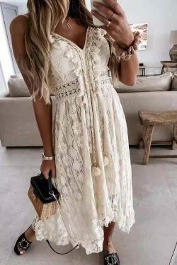 Y2K Lace Suspender White Midi Dress - Coquette Aesthetic Fashion for Women - Grunge Style Outfit