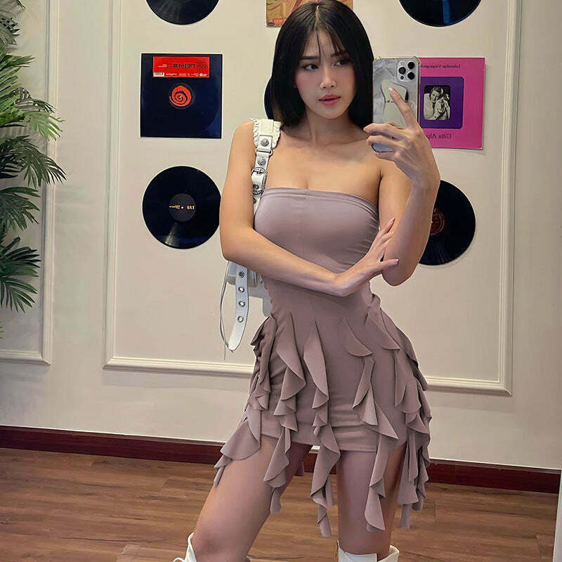 Y2K Lace Tassel Hip Dress: Coquette Aesthetic Grunge Style for Women - Vintage 90s Fashion Y2K Lace Tassel Hip Dress: Coquette Aesthetic Grunge Style for Women - Vintage 90s Fashion