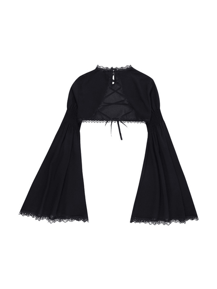 Y2K Lace Tie-Up Smock Long Sleeve Tee: Coquette Aesthetic, Grunge Style, Cute Tops Y2K Lace Tie-Up Smock Long Sleeve Tee: Coquette Aesthetic, Grunge Style, Cute Tops
