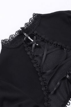 Y2K Lace Tie-Up Smock Long Sleeve Tee: Coquette Aesthetic, Grunge Style, Cute Tops