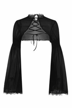 Y2K Lace Tie-Up Smock Long Sleeve Tee: Coquette Aesthetic, Grunge Style, Cute Tops