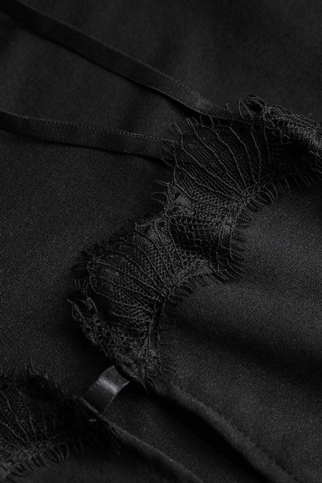 Y2K Lace Trim Backless Slit Mini Dress - Coquette Aesthetic Fashion for Women Y2K Lace Trim Backless Slit Mini Dress - Coquette Aesthetic Fashion for Women