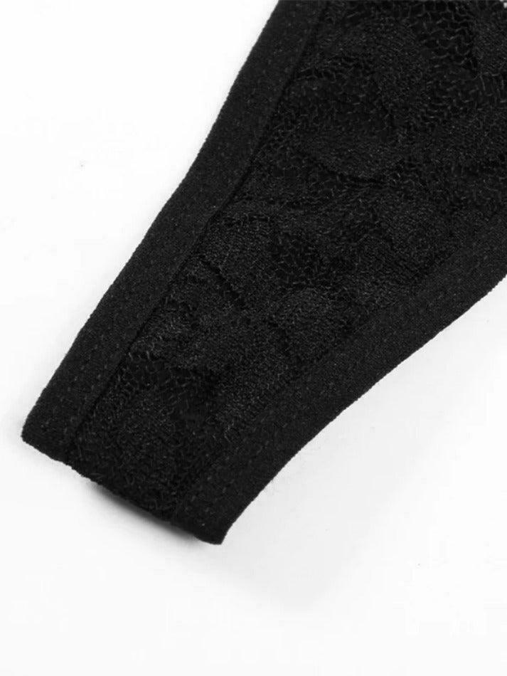 Y2K Lace Two Piece: Plunge Neck Halter Low Waist Aesthetic Outfit for Women Y2K Lace Two Piece: Plunge Neck Halter Low Waist Aesthetic Outfit for Women