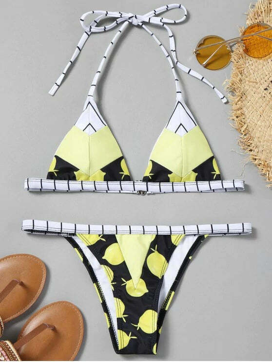 Y2K Lemon Print String Bikini Set - Coquette Aesthetic Swimwear for Women Y2K Lemon Print String Bikini Set - Coquette Aesthetic Swimwear for Women