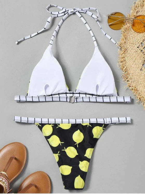 Y2K Lemon Print String Bikini Set - Coquette Aesthetic Swimwear for Women Y2K Lemon Print String Bikini Set - Coquette Aesthetic Swimwear for Women