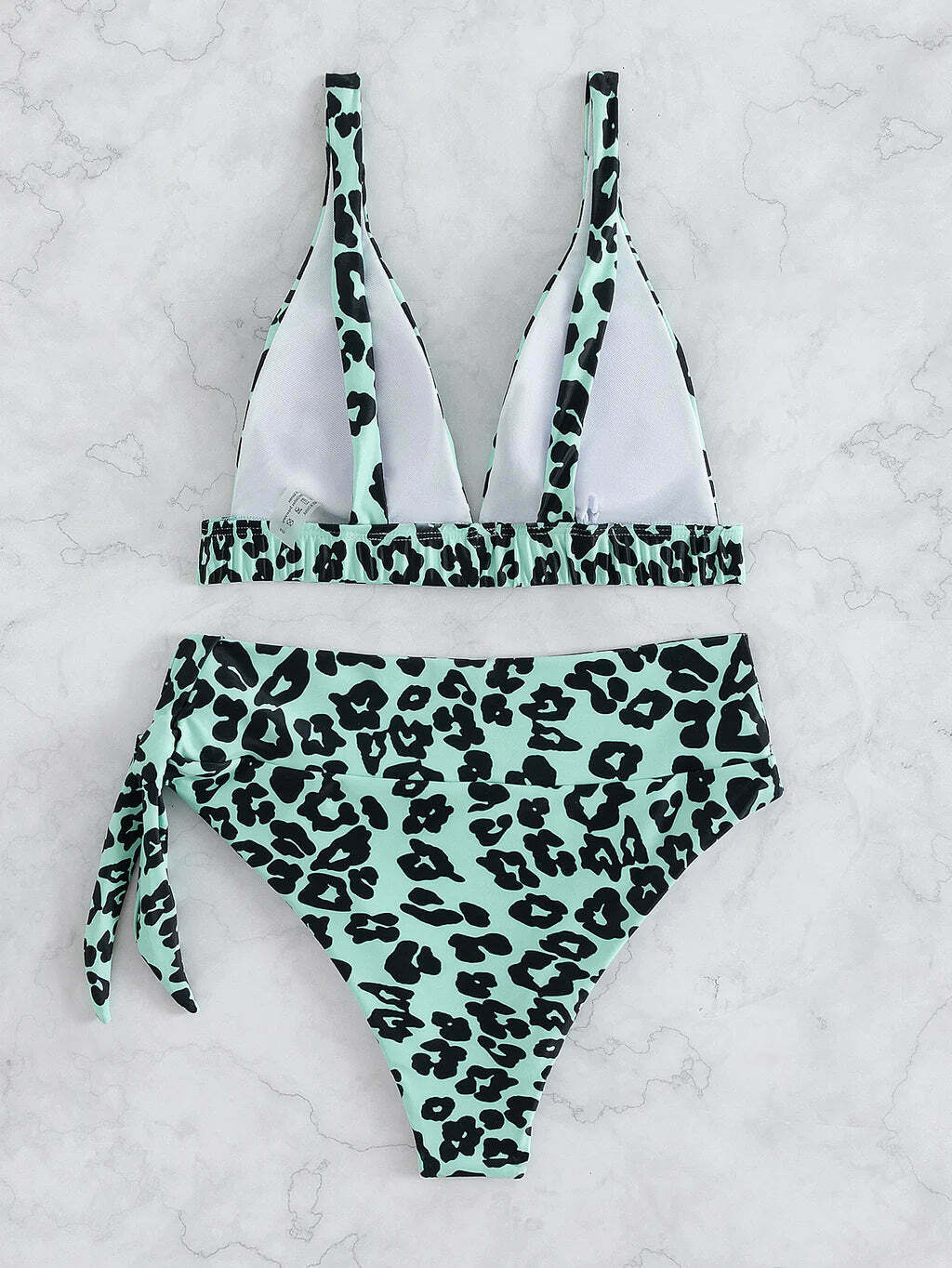 Y2K Leopard Bikini with Deep V-Neck - Coquette Aesthetic Swimwear for Women