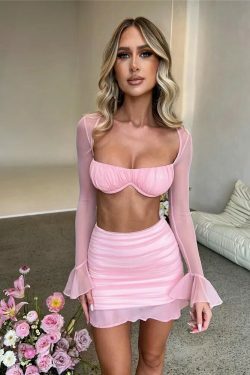 Y2K Levi Luxe Matching Set for Women: Coquette Aesthetic Cargo Skirt & Comfy Hoodie