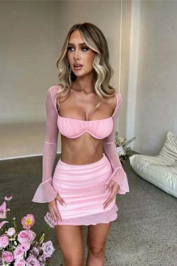 Y2K Levi Luxe Matching Set for Women: Coquette Aesthetic Cargo Skirt & Comfy Hoodie