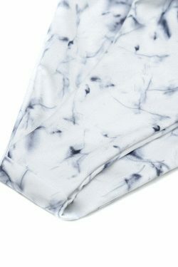 Y2K Marble Bikini Swimsuit with Soft Strapless Scoop Back