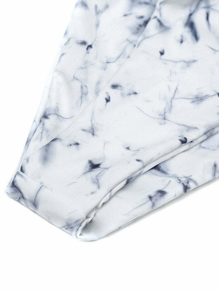 Y2K Marble Bikini Swimsuit with Soft Strapless Scoop Back Y2K Marble Bikini Swimsuit with Soft Strapless Scoop Back