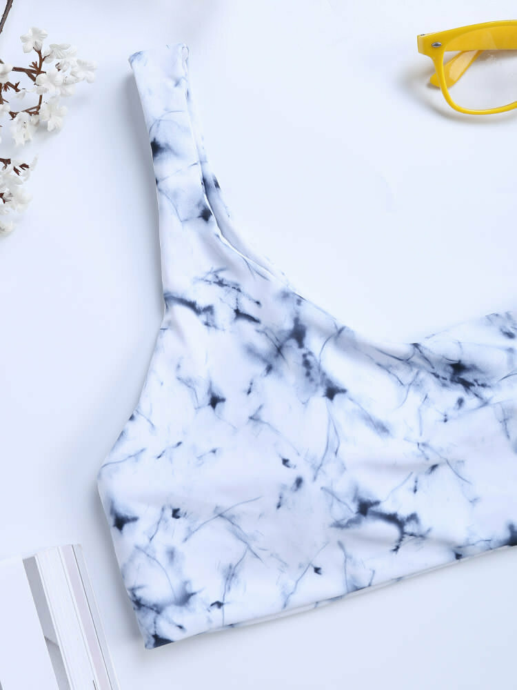 Y2K Marble Swimsuit: Soft Backless Bikinis with Single Strap - Niche Women Fashion Y2K Marble Swimsuit: Soft Backless Bikinis with Single Strap - Niche Women Fashion