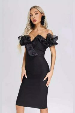 Y2K Mesh Black Bandage Dress - Coquette Aesthetic Strapless Outfit for Women