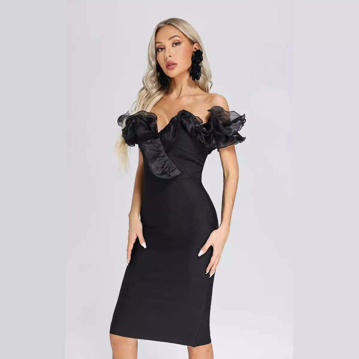 Y2K Mesh Black Bandage Dress - Coquette Aesthetic Strapless Outfit for Women Y2K Mesh Black Bandage Dress - Coquette Aesthetic Strapless Outfit for Women