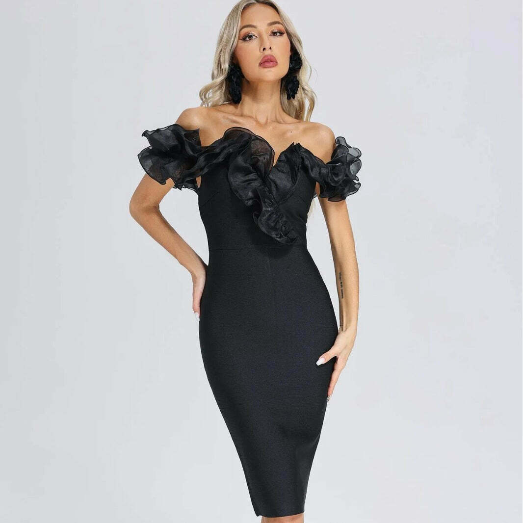 Y2K Mesh Black Bandage Dress - Coquette Aesthetic Strapless Outfit for Women Y2K Mesh Black Bandage Dress - Coquette Aesthetic Strapless Outfit for Women