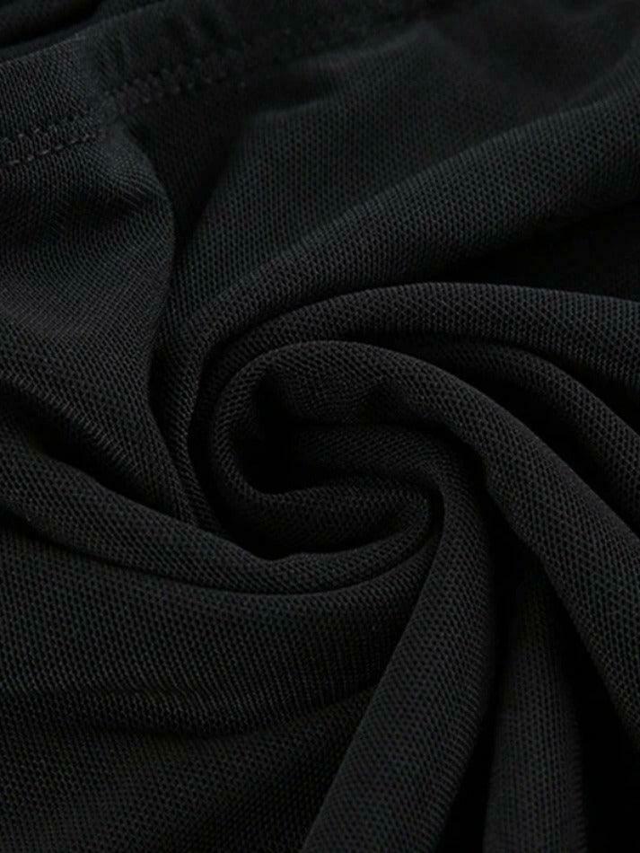 Y2K Mesh Cami Top with Ruffle Splice - Coquette Grunge Aesthetic Y2K Mesh Cami Top with Ruffle Splice - Coquette Grunge Aesthetic