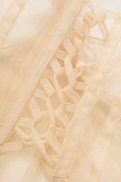 Y2K Mesh Corset Strapless Top with Tie-Back Detail