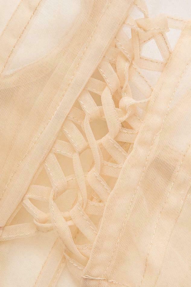 Y2K Mesh Corset Strapless Top with Tie-Back Detail Y2K Mesh Corset Strapless Top with Tie-Back Detail