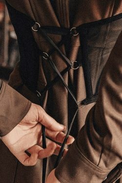 Y2K Mesh Corset Top with Chain Embellishments - Coquette Aesthetic Grunge Style