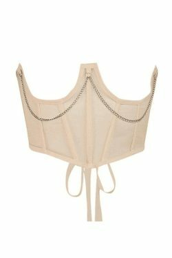 Y2K Mesh Corset Top with Chain Embellishments - Coquette Aesthetic Grunge Style