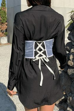 Y2K Mesh Corset Top with Chain Embellishments - Coquette Aesthetic Grunge Style