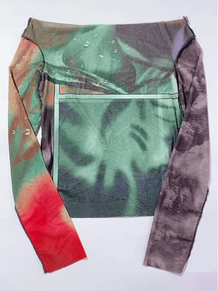 Y2K Mesh Crop Top: Coquette Aesthetic Off-Shoulder Print - Grunge Style, Cute Tops, Pastel Goth Y2K Mesh Crop Top: Coquette Aesthetic Off-Shoulder Print - Grunge Style, Cute Tops, Pastel Goth