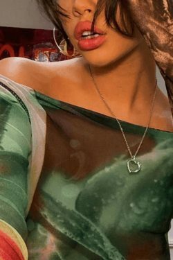 Y2K Mesh Crop Top: Coquette Aesthetic Off-Shoulder Print - Grunge Style, Cute Tops, Pastel Goth