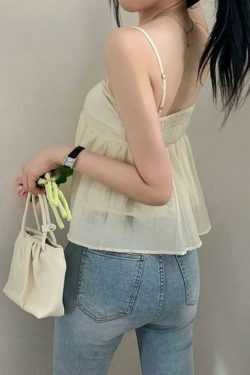 Y2K Mesh Crop Top: Tie-Front Ruched, Coquette Aesthetic, Grunge Style, Cute Pastel Goth Outfit