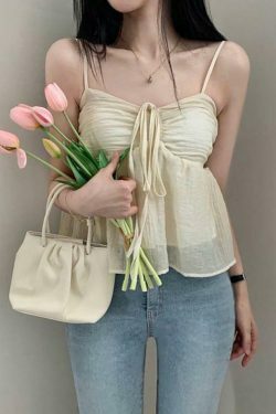 Y2K Mesh Crop Top: Tie-Front Ruched, Coquette Aesthetic, Grunge Style, Cute Pastel Goth Outfit