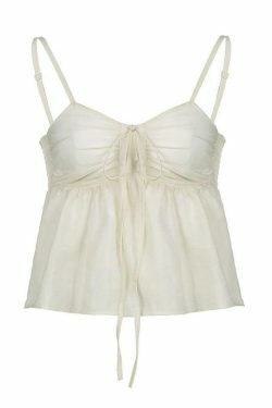 Y2K Mesh Crop Top: Tie-Front Ruched, Coquette Aesthetic, Grunge Style, Cute Pastel Goth Outfit