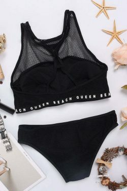 Y2K Mesh High Neck Bikini Swimwear - Coquette Grunge Aesthetic Cute Tops & Cargo Skirt