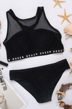 Y2K Mesh High Neck Bikini Swimwear - Coquette Grunge Aesthetic Cute Tops & Cargo Skirt