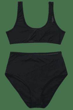Y2K Mesh Insert High Waisted Sports Bikini - Coquette Aesthetic Swimsuit