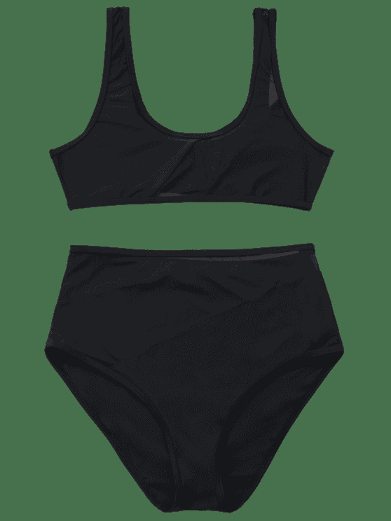 Y2K Mesh Insert High Waisted Sports Bikini - Coquette Aesthetic Swimsuit Y2K Mesh Insert High Waisted Sports Bikini - Coquette Aesthetic Swimsuit