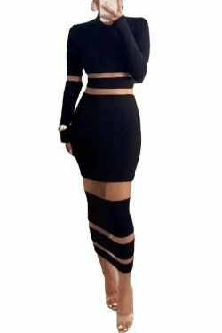 Y2K Mesh Stitching Sexy Long Dress - Coquette Grunge Pastel Goth Preppy