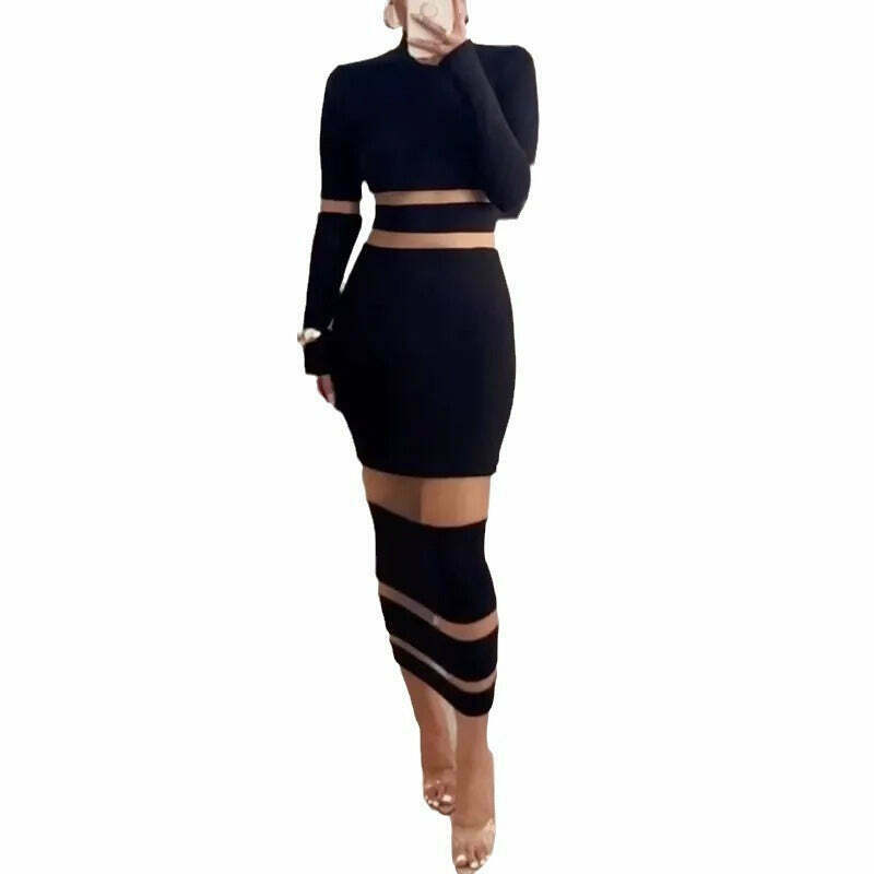 Y2K Mesh Stitching Sexy Long Dress - Coquette Grunge Pastel Goth Preppy Y2K Mesh Stitching Sexy Long Dress - Coquette Grunge Pastel Goth Preppy