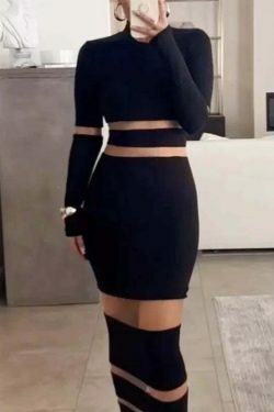 Y2K Mesh Stitching Sexy Long Dress - Coquette Grunge Pastel Goth Preppy