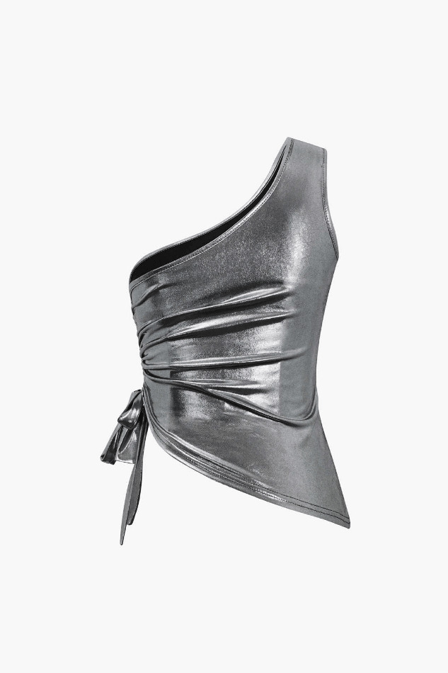 Y2K Metallic Drawstring Ruched Cami & Mini Skirt Set - Coquette Aesthetic, Grunge Style, Pastel Goth Y2K Metallic Drawstring Ruched Cami & Mini Skirt Set - Coquette Aesthetic, Grunge Style, Pastel Goth