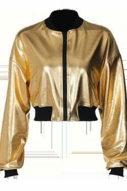 Y2K Metallic Zipper Short Jacket - Coquette Aesthetic Grunge Style