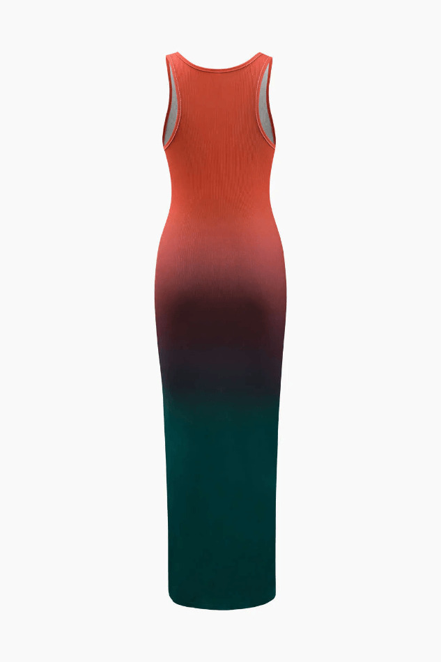 Y2K Ombre Ribbed Sleeveless Midi Dress - Coquette Aesthetic with Grunge & Pastel Goth Vibes Y2K Ombre Ribbed Sleeveless Midi Dress - Coquette Aesthetic with Grunge & Pastel Goth Vibes
