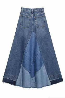 Y2K Patchwork Denim Skirt: Coquette Aesthetic Grunge Style - Cute Cargo Skirt for Women
