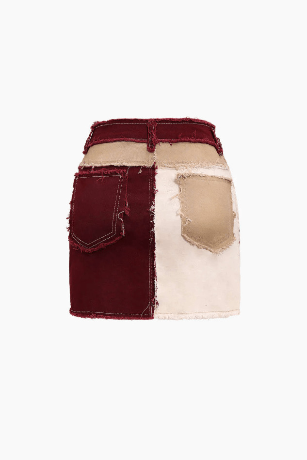 Y2K Patchwork Frayed Mini Skirt - Coquette Aesthetic Grunge Style - Cute Cargo Skirt for Women Y2K Patchwork Frayed Mini Skirt - Coquette Aesthetic Grunge Style - Cute Cargo Skirt for Women