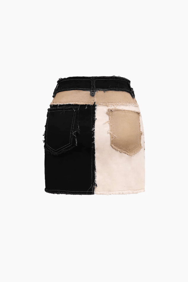 Y2K Patchwork Frayed Mini Skirt - Coquette Aesthetic Grunge Style - Cute Cargo Skirt for Women Y2K Patchwork Frayed Mini Skirt - Coquette Aesthetic Grunge Style - Cute Cargo Skirt for Women