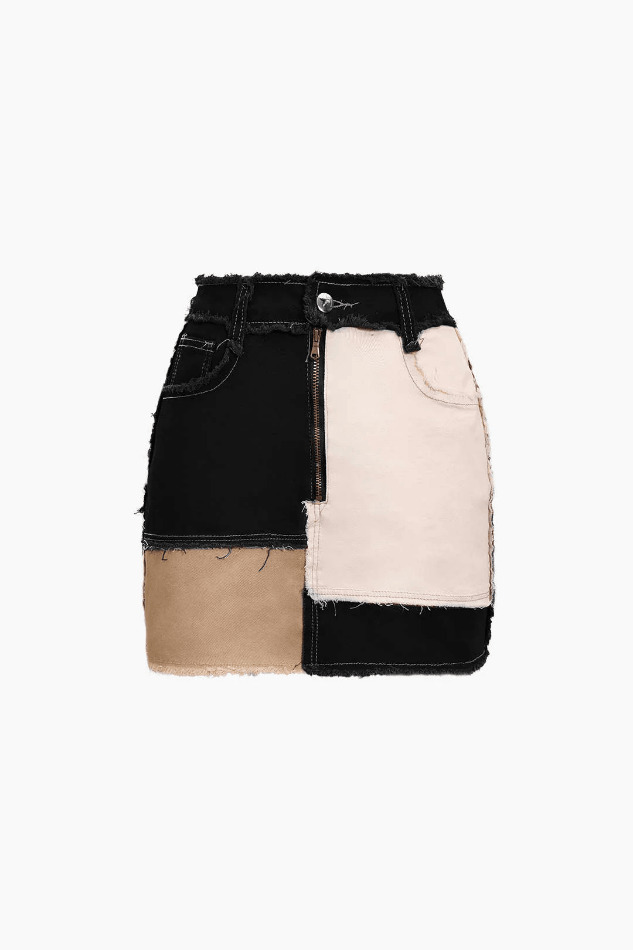 Y2K Patchwork Frayed Mini Skirt - Coquette Aesthetic Grunge Style - Cute Cargo Skirt for Women Y2K Patchwork Frayed Mini Skirt - Coquette Aesthetic Grunge Style - Cute Cargo Skirt for Women