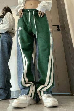 Y2K Patchwork Striped Baggy Boyfriend Jeans - Coquette Aesthetic Grunge Style Women's Fashion