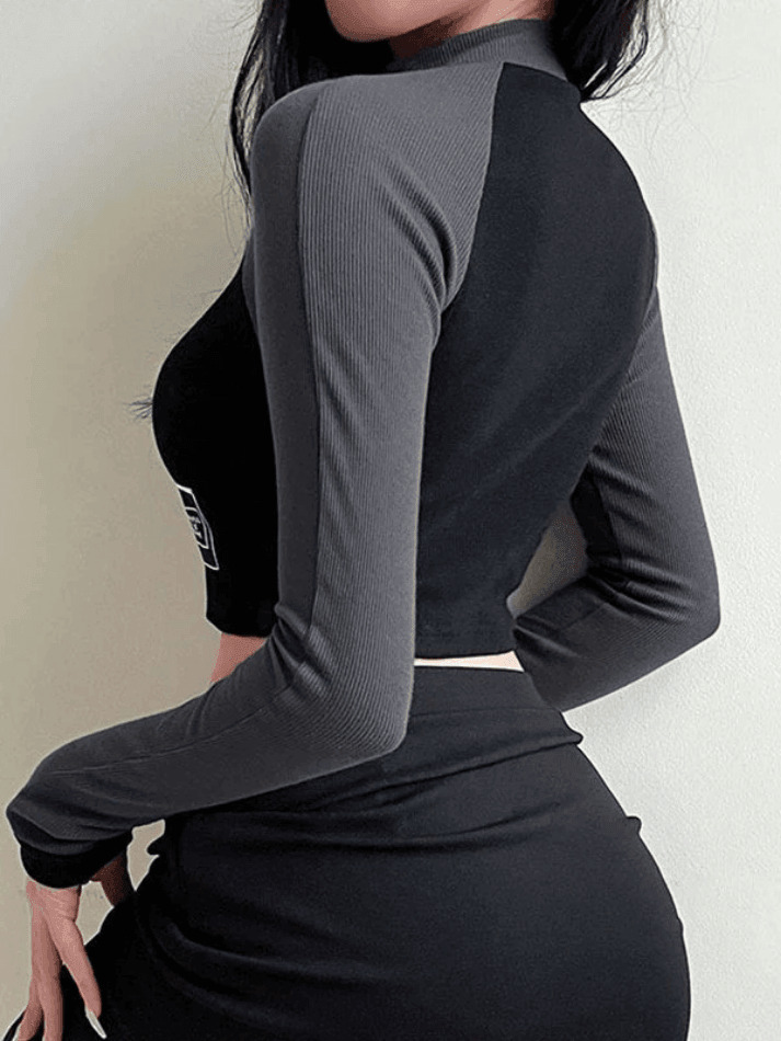 Y2K Patchwork Zip-Up Crop Top: Coquette Aesthetic Grunge Style - Cute Pastel Goth Fashion for Women Y2K Patchwork Zip-Up Crop Top: Coquette Aesthetic Grunge Style - Cute Pastel Goth Fashion for Women