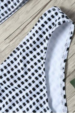 Y2K Plaid Bikini Set: Trendy Off-Shoulder Style for Women's Fashion