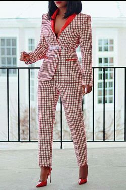 Y2K Plaid Casual Blazer Suit for Women - Coquette Aesthetic Grunge Style