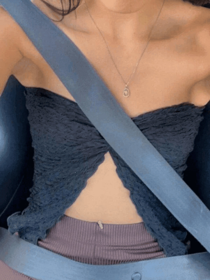 Y2K Pleated Halter Bandeau Top: Coquette Aesthetic, Grunge Style, Cute Tops, Pastel Goth - Women's