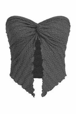 Y2K Pleated Halter Bandeau Top: Coquette Aesthetic, Grunge Style, Cute Tops, Pastel Goth - Women's
